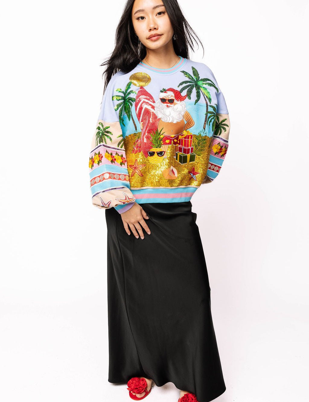 Multi Vintage Vacation Santa SweatshirtQueen of SparklesThe Printed Peach Savannah