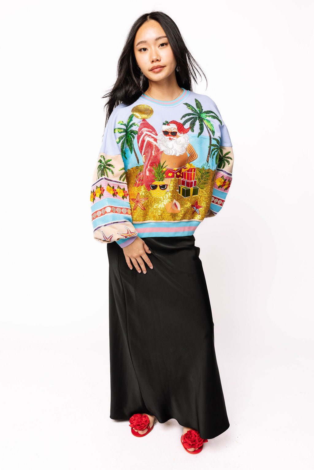 Multi Vintage Vacation Santa SweatshirtQueen of SparklesThe Printed Peach Savannah