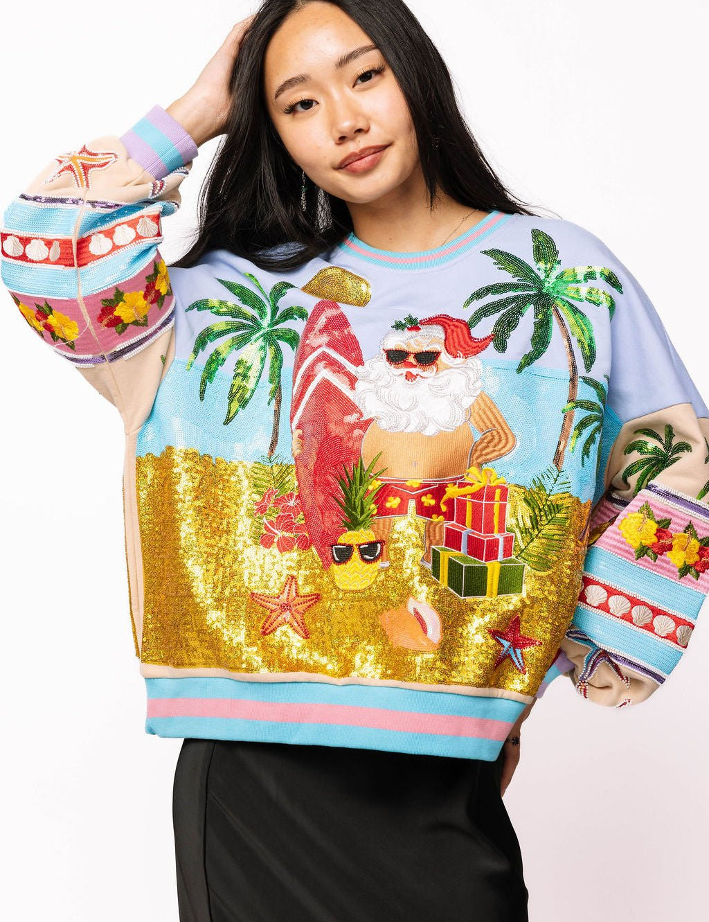 Multi Vintage Vacation Santa SweatshirtQueen of SparklesThe Printed Peach Savannah