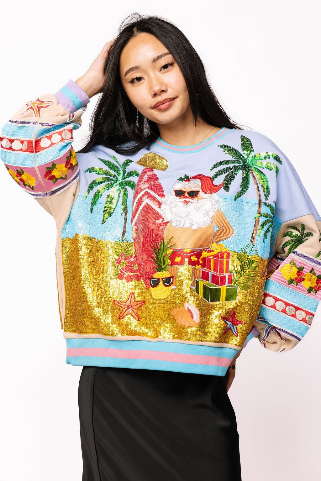 Multi Vintage Vacation Santa SweatshirtQueen of SparklesThe Printed Peach Savannah