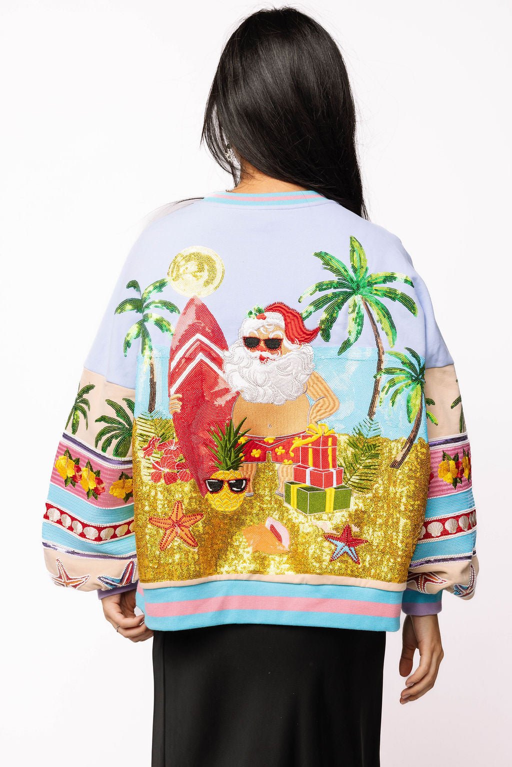 Multi Vintage Vacation Santa SweatshirtQueen of SparklesThe Printed Peach Savannah