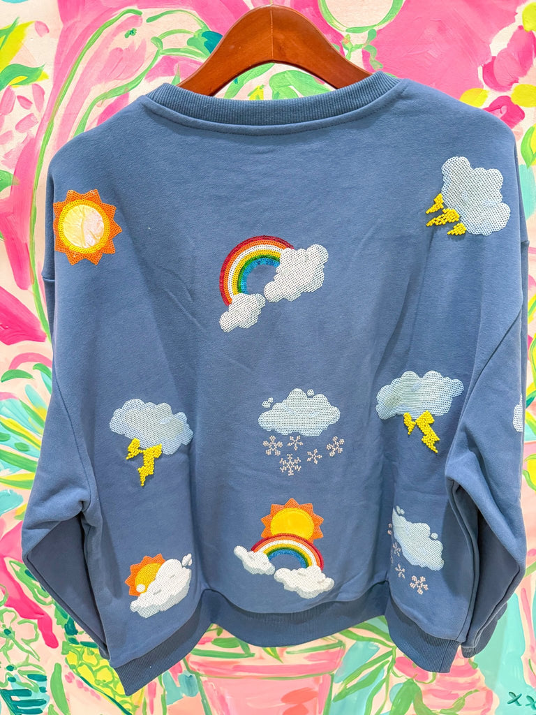 Navy Rainbow, Raincloud & Sun SweatshirtHeartland Retail ItemsQueen of SparklesThe Printed Peach Savannah