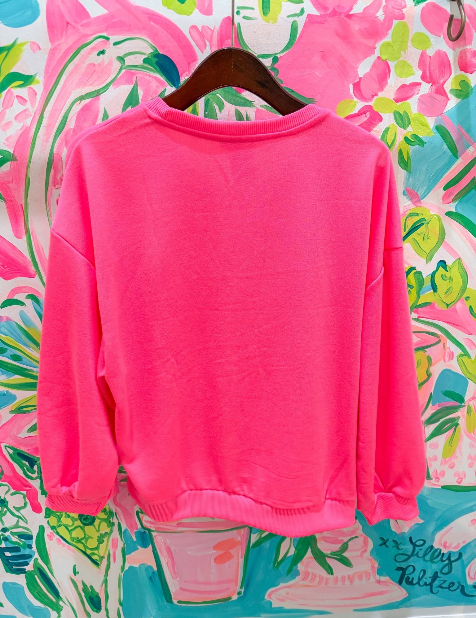 Neon Pink Flower Sequin Pumpkin SweatshirtQueen of SparklesThe Printed Peach Savannah