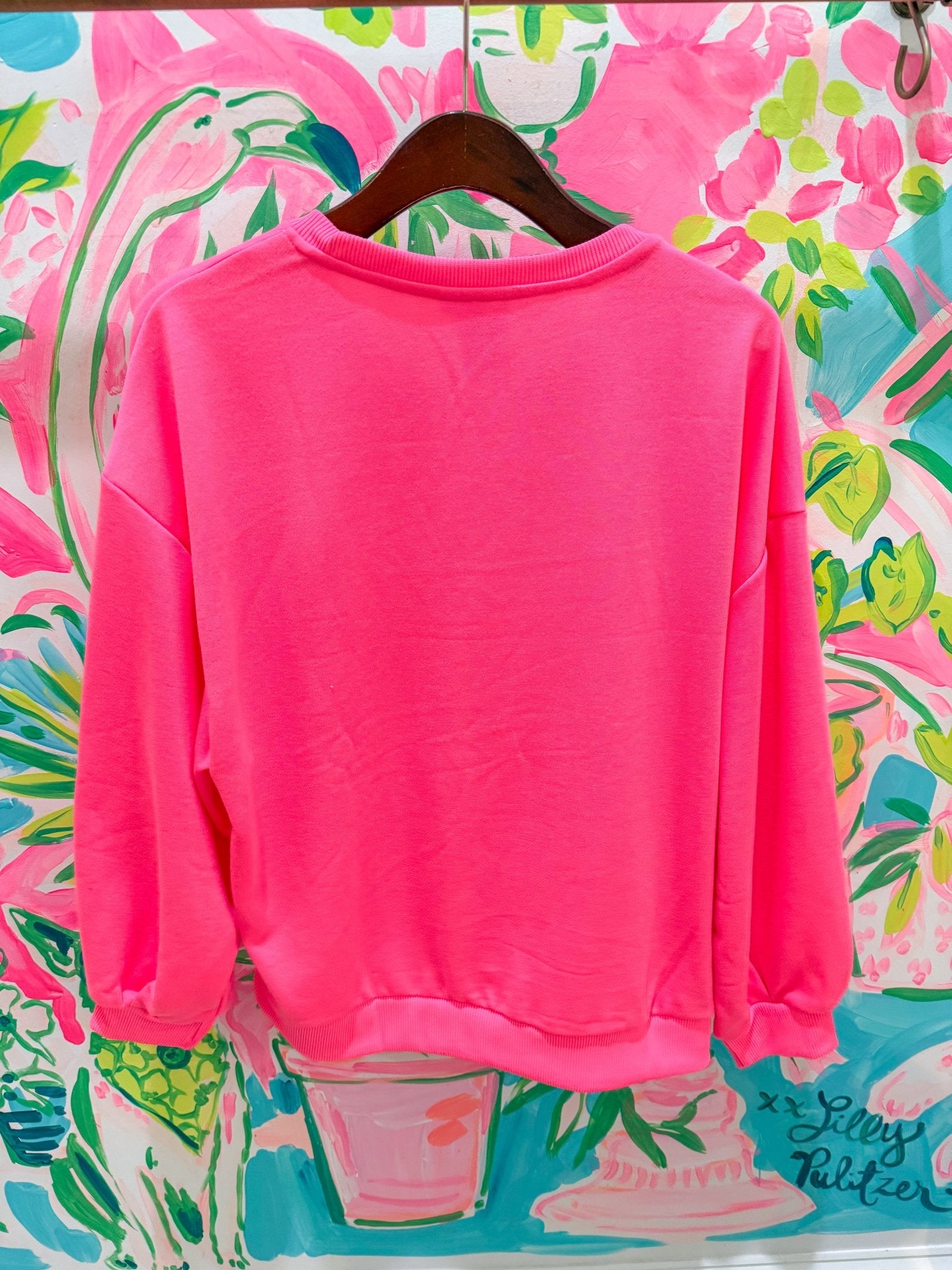 Neon Pink Flower Sequin Pumpkin SweatshirtQueen of SparklesThe Printed Peach Savannah