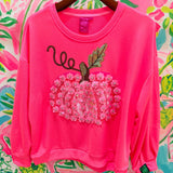 Neon Pink Flower Sequin Pumpkin SweatshirtQueen of SparklesThe Printed Peach Savannah