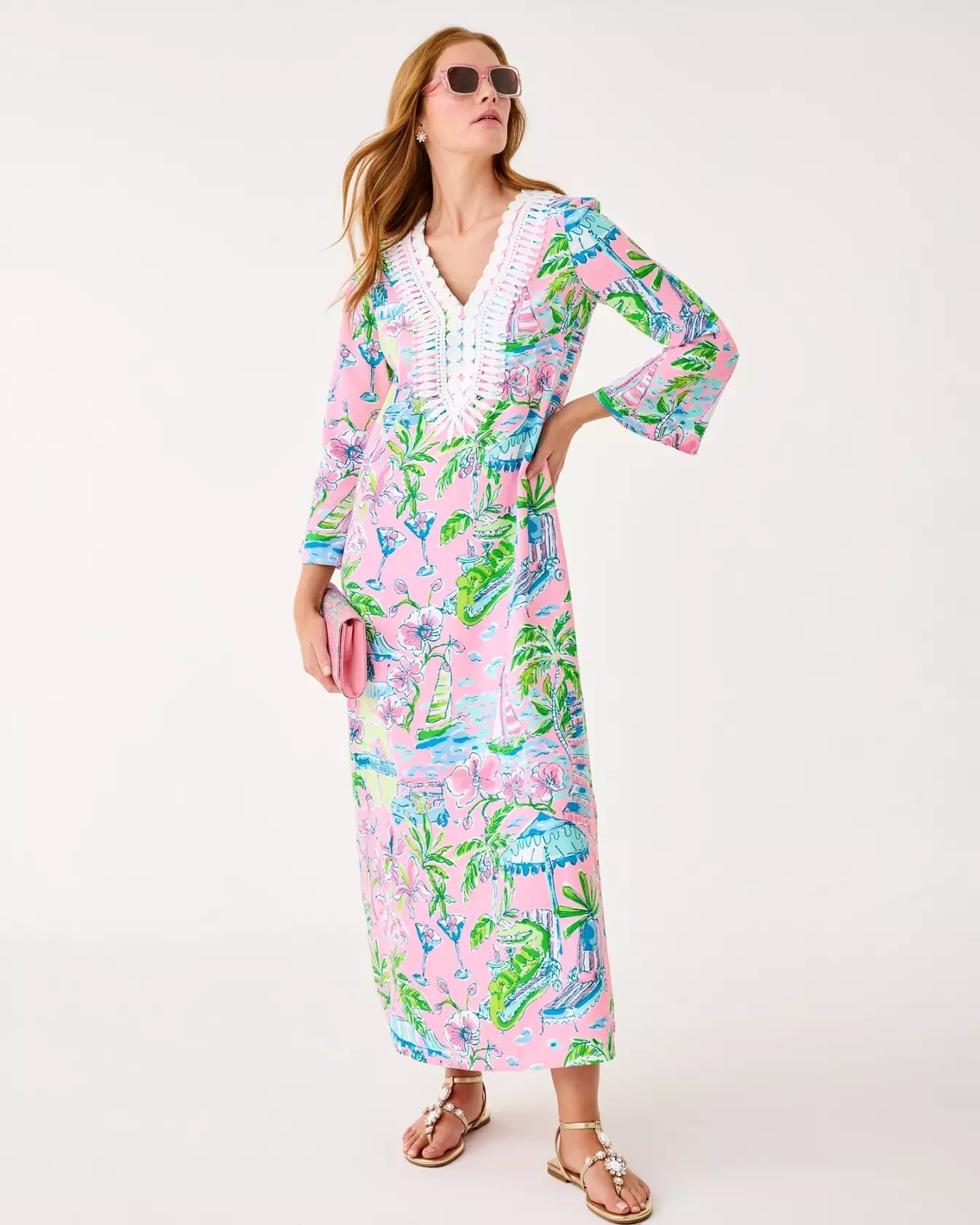 Ocleppo V - Neck Maxi CaftanWomen - Dresses - A - Line/Easy DressesLILLY PULITZERThe Printed Peach Savannah