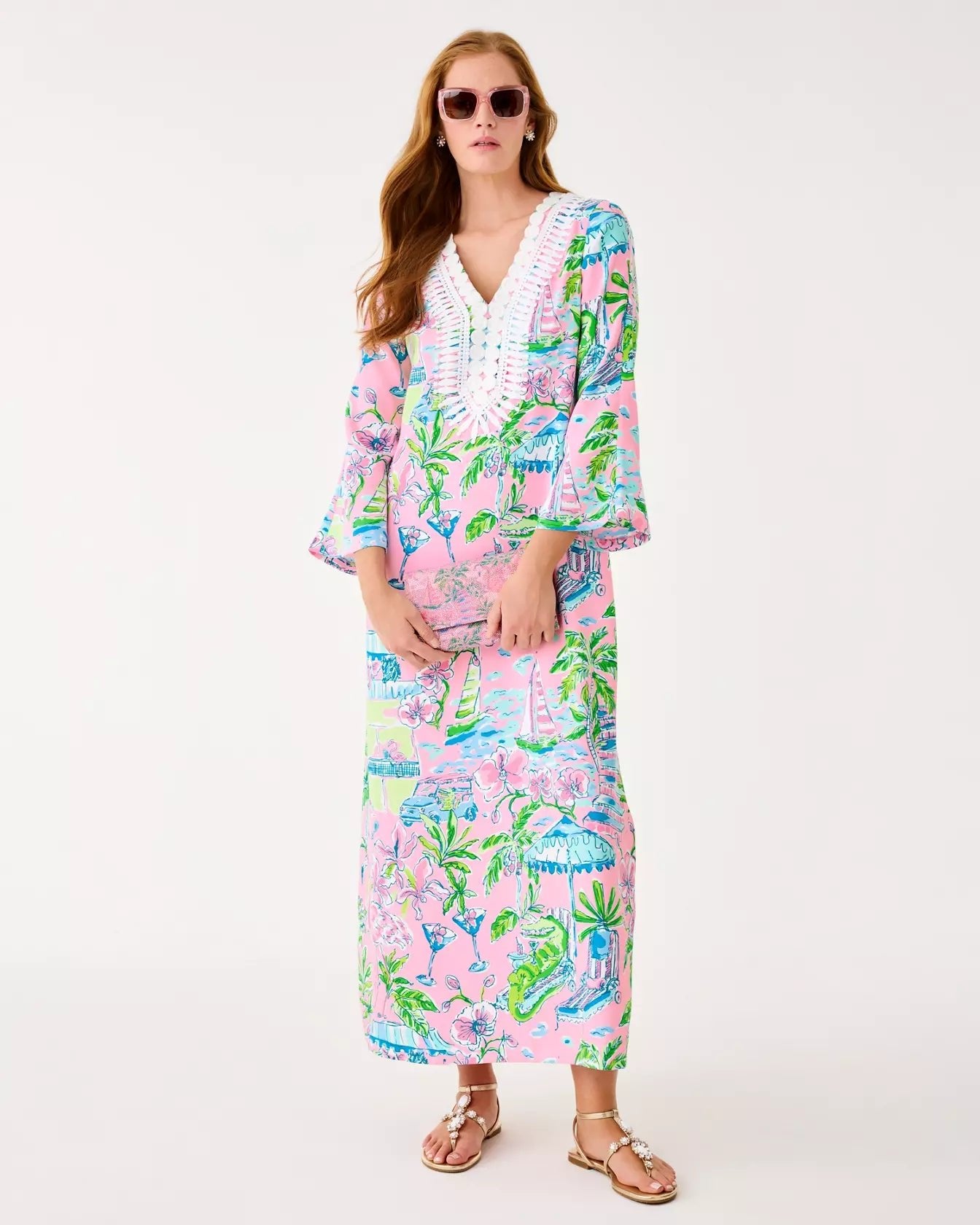 Ocleppo V - Neck Maxi CaftanWomen - Dresses - A - Line/Easy DressesLILLY PULITZERThe Printed Peach Savannah