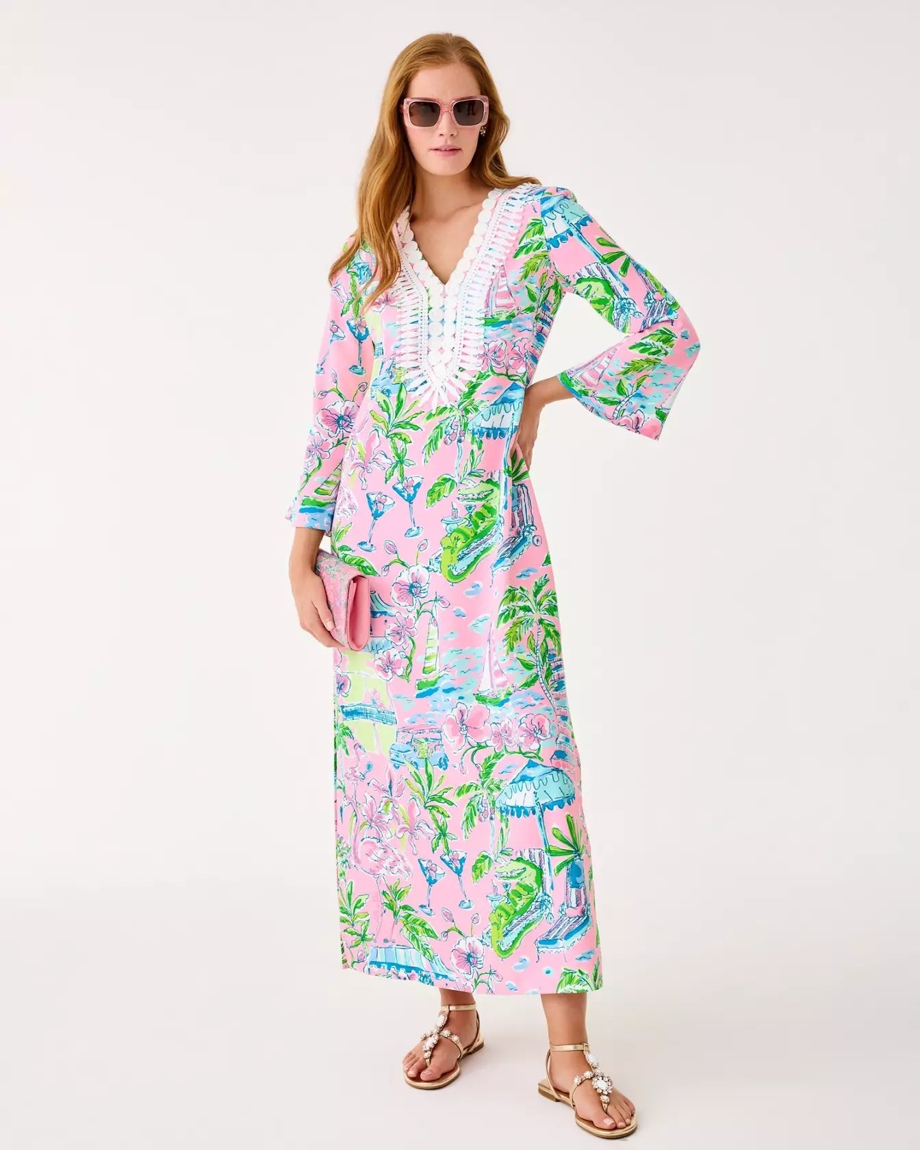 Ocleppo V - Neck Maxi CaftanWomen - Dresses - A - Line/Easy DressesLILLY PULITZERThe Printed Peach Savannah