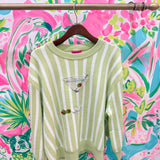 Olive Green & White Stripe Martini SweaterQueen of SparklesThe Printed Peach Savannah