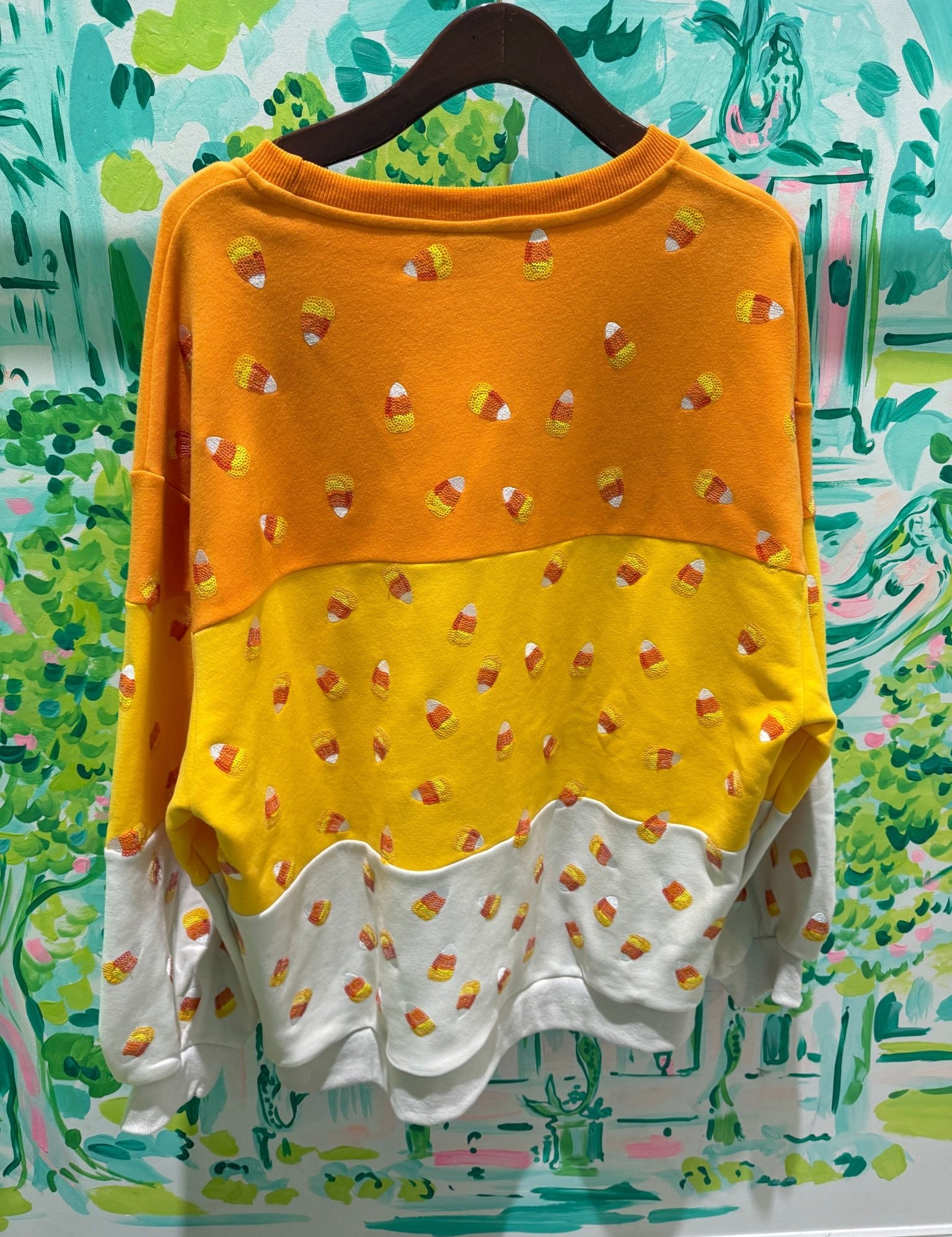Orange Colorblock Candy Corn SweatshirtQueen of SparklesThe Printed Peach Savannah