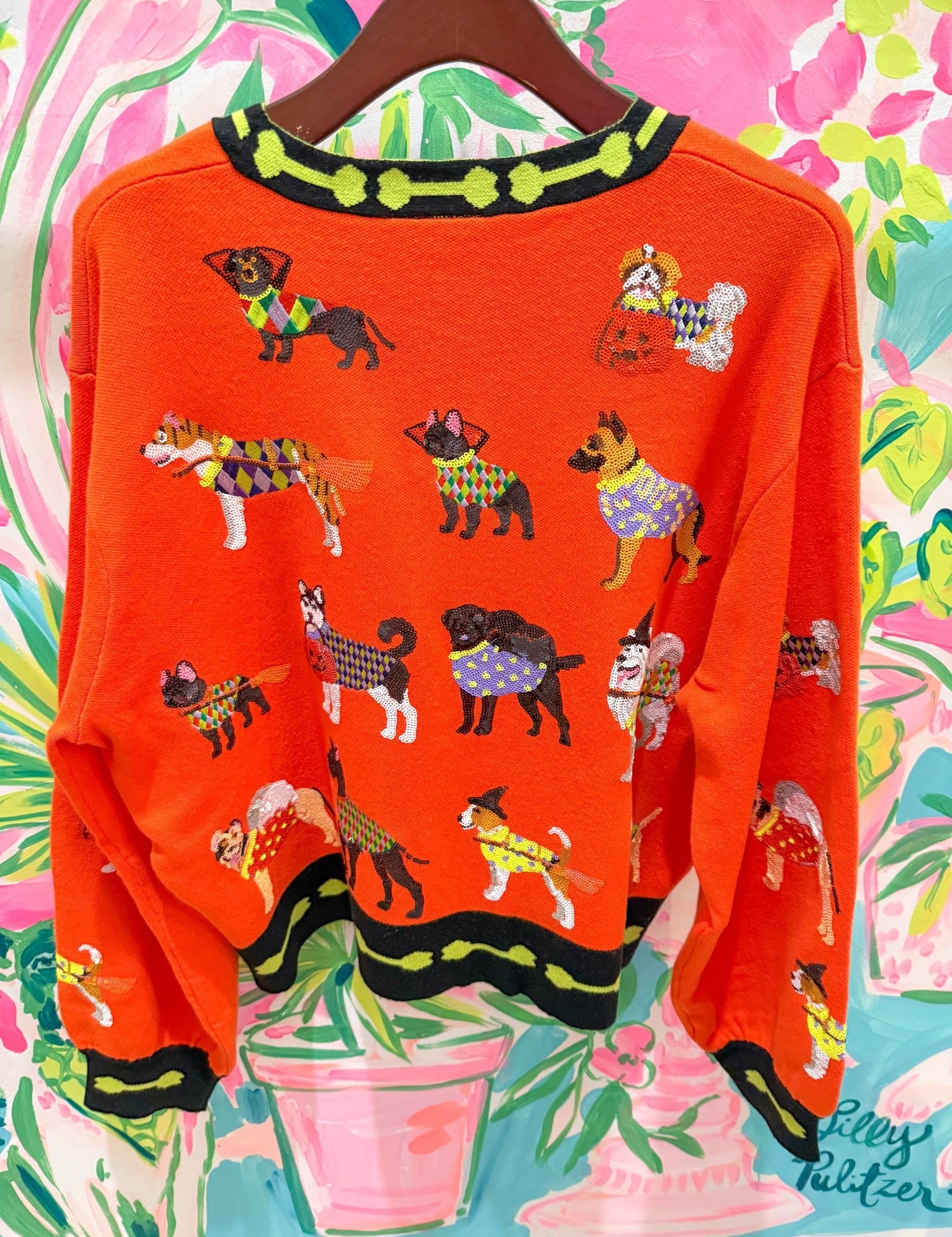 Orange Halloween Dogs Button Up CardiganQueen of SparklesThe Printed Peach Savannah