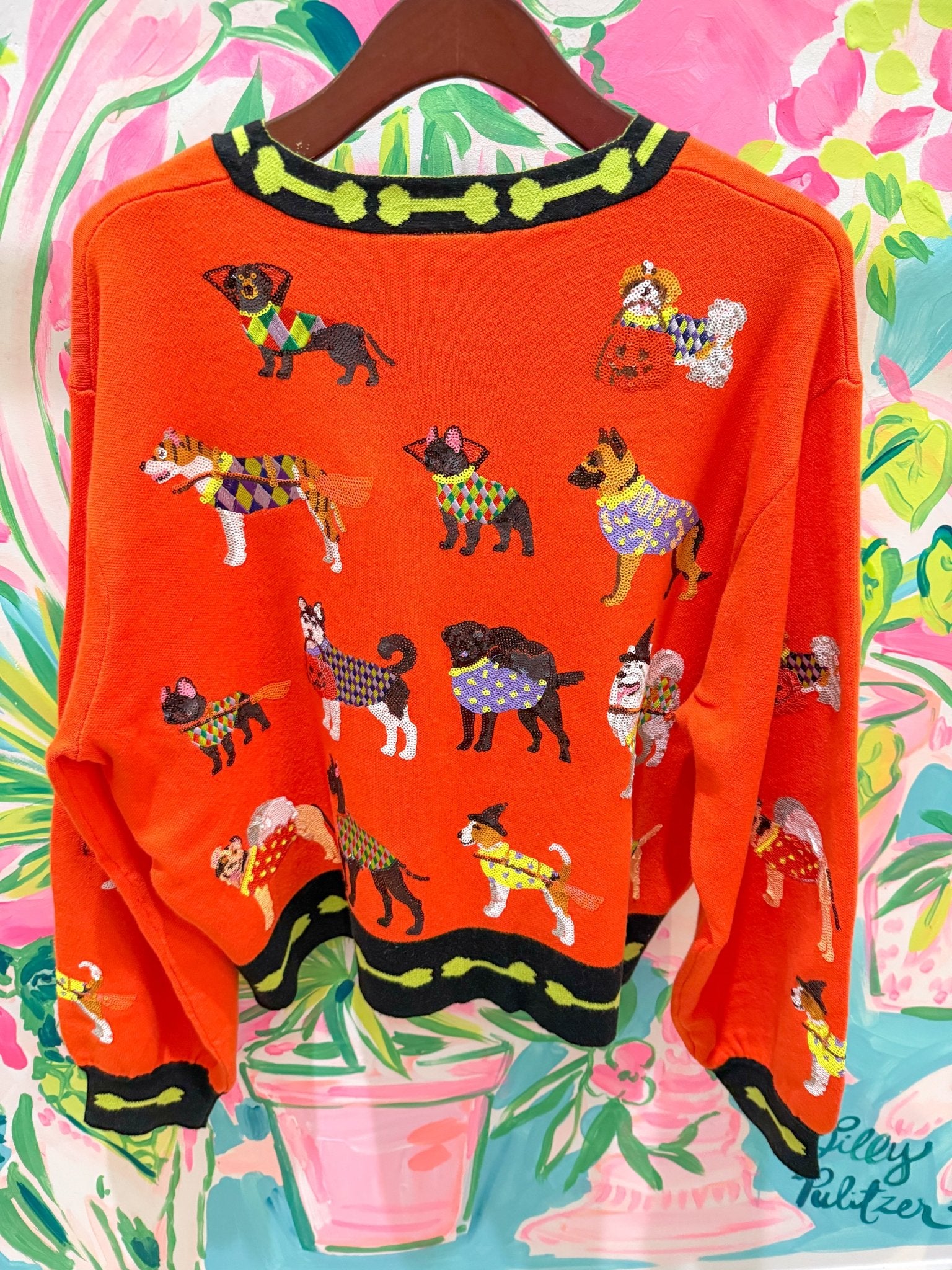 Orange Halloween Dogs Button Up CardiganQueen of SparklesThe Printed Peach Savannah