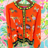 Orange Halloween Dogs Button Up CardiganQueen of SparklesThe Printed Peach Savannah