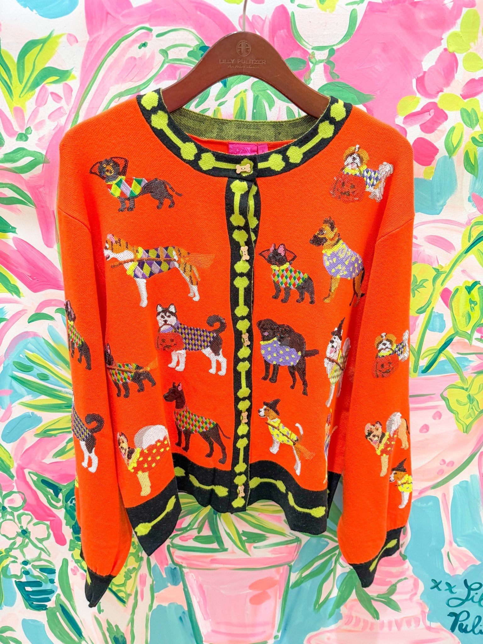 Orange Halloween Dogs Button Up CardiganQueen of SparklesThe Printed Peach Savannah