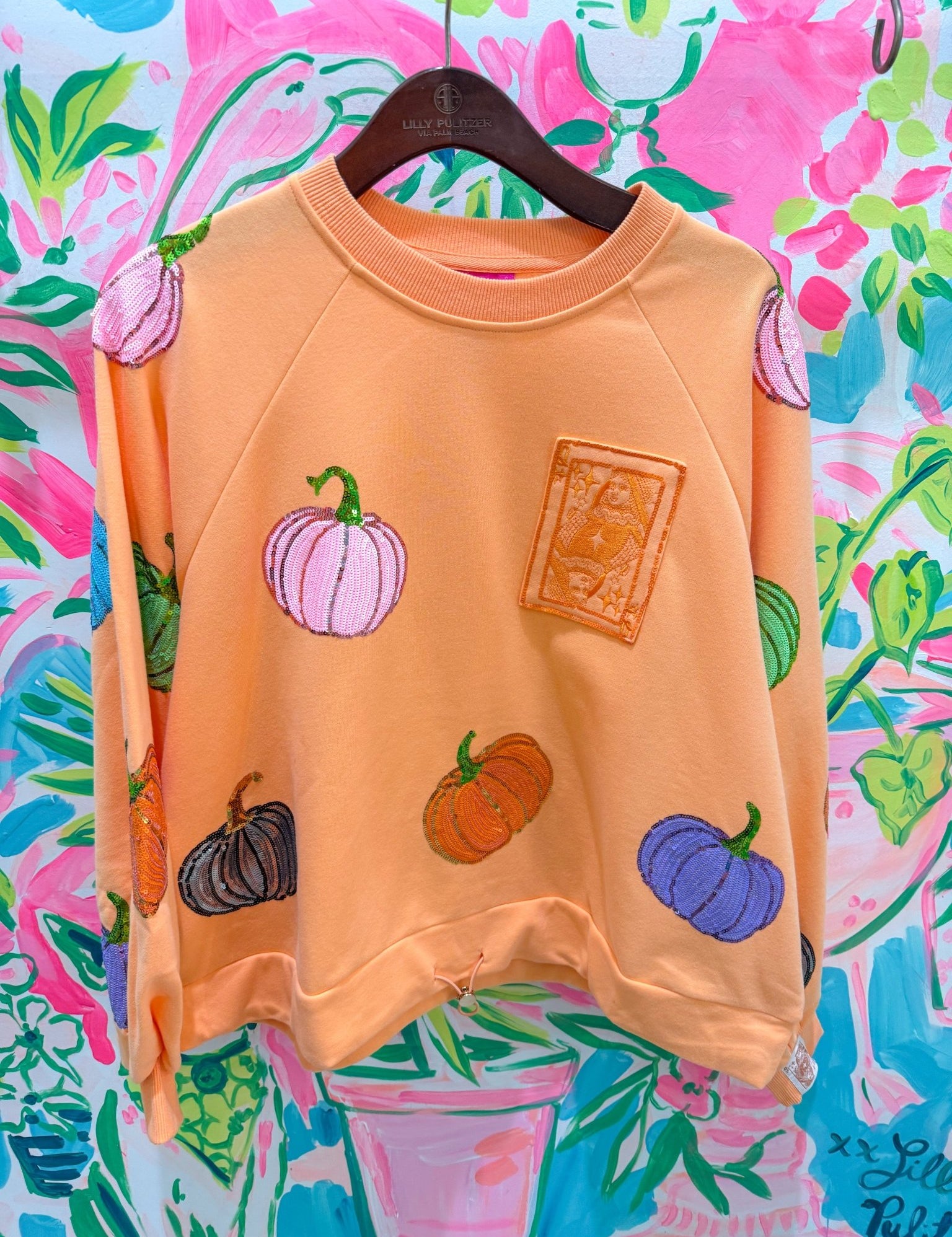 Orange Multi Pumpkin QOS Card SweatshirtQueen of SparklesThe Printed Peach Savannah