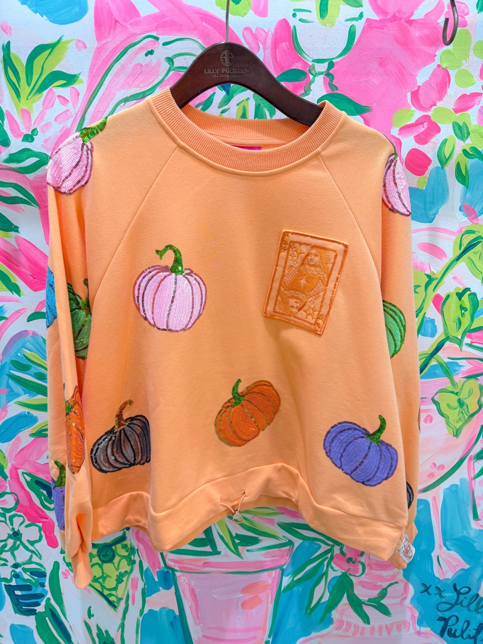 Orange Multi Pumpkin QOS Card SweatshirtQueen of SparklesThe Printed Peach Savannah