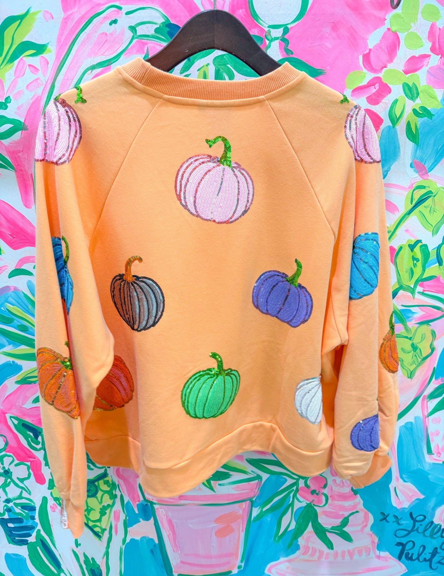 Orange Multi Pumpkin QOS Card SweatshirtQueen of SparklesThe Printed Peach Savannah