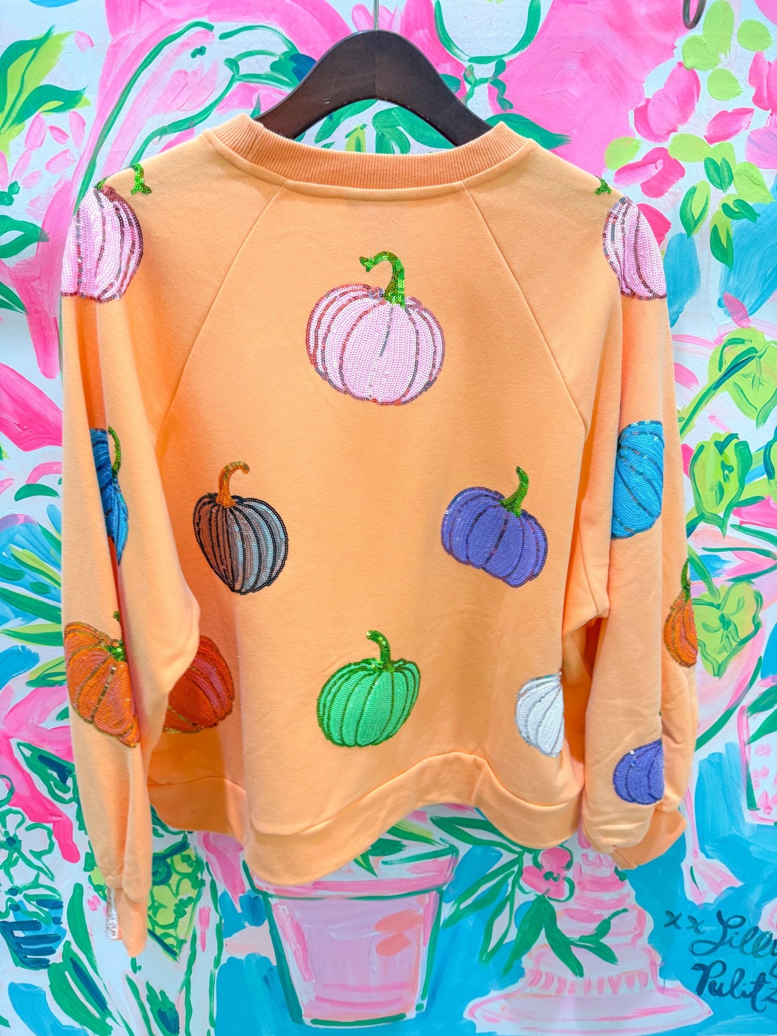 Orange Multi Pumpkin QOS Card SweatshirtQueen of SparklesThe Printed Peach Savannah