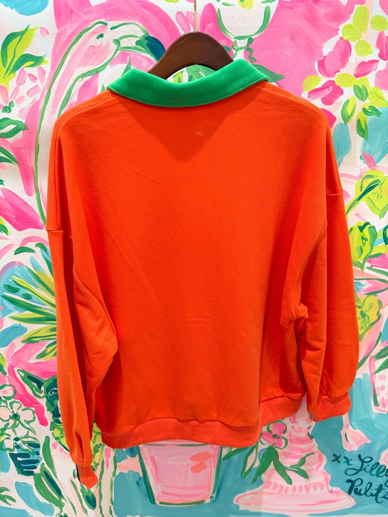 Orange Pumpkin Face Collar SweatshirtQueen of SparklesThe Printed Peach Savannah