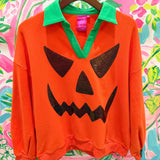 Orange Pumpkin Face Collar SweatshirtQueen of SparklesThe Printed Peach Savannah