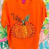 Orange Sequin Flower Pumpkin TeeQueen of SparklesThe Printed Peach Savannah