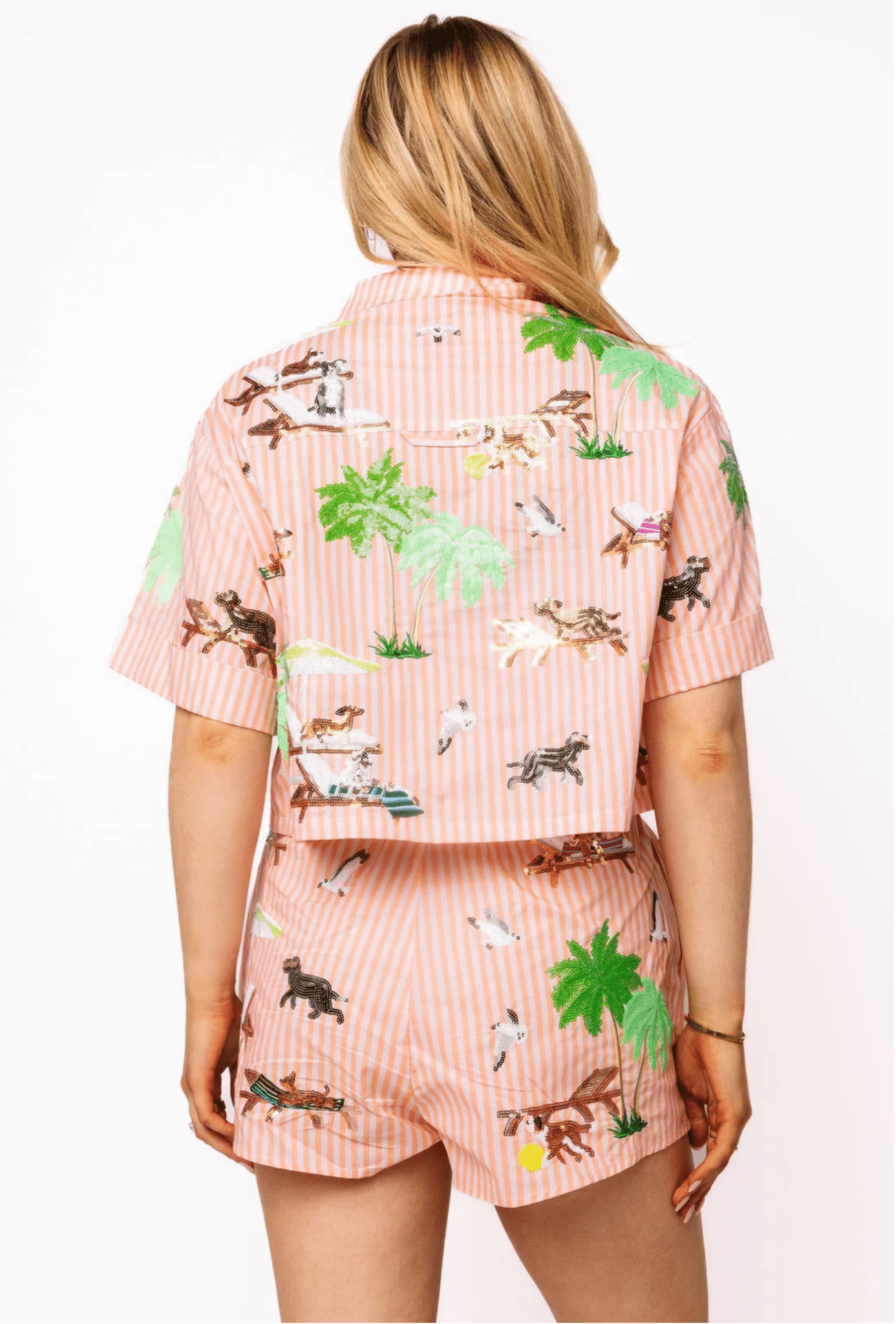 Orange Stripe Dog at the Beach Cotton TopWomen - Tops - BlousesQueen of SparklesThe Printed Peach Savannah