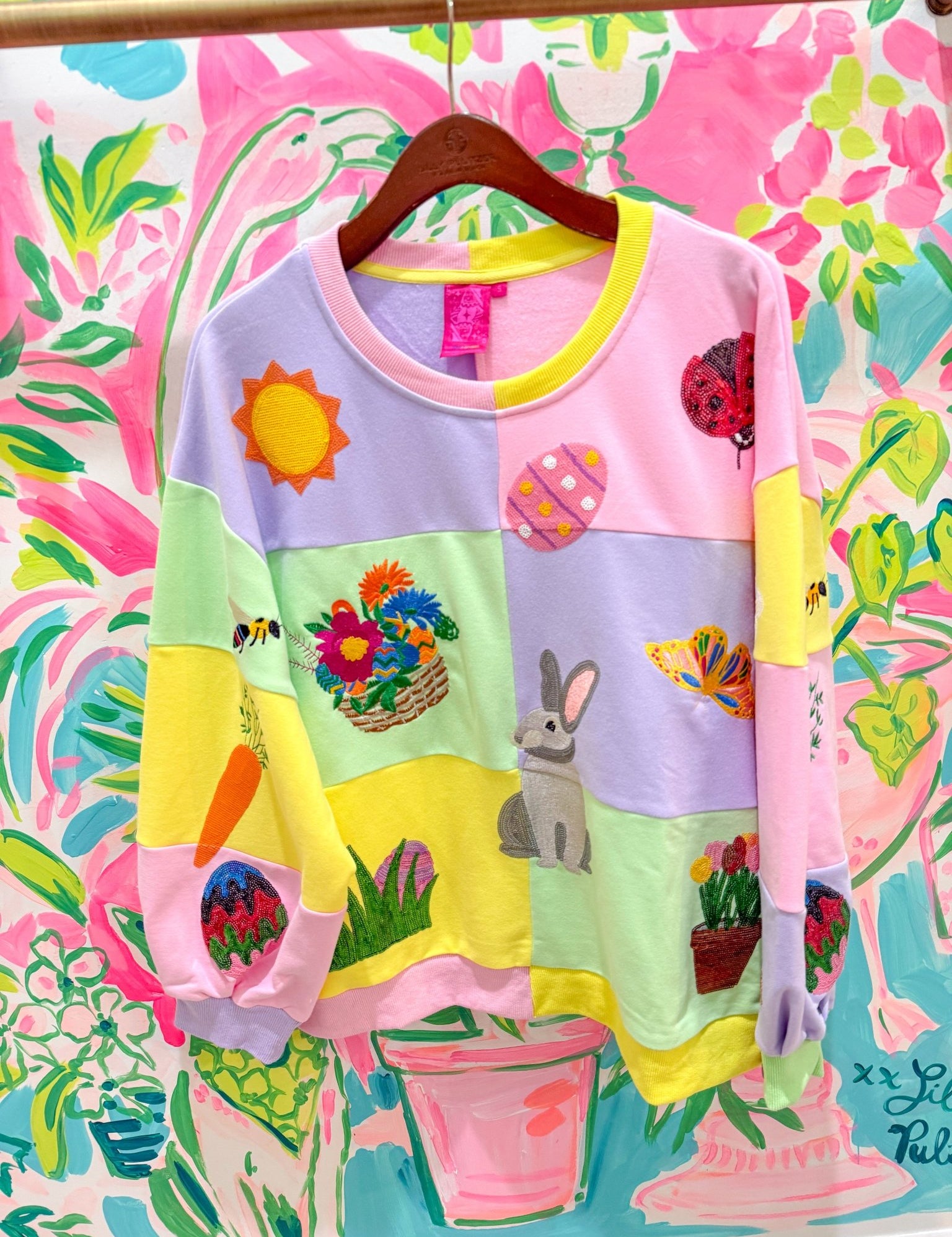 Pastel Colorblock Easter Icon SweatshirtQueen of SparklesThe Printed Peach Savannah