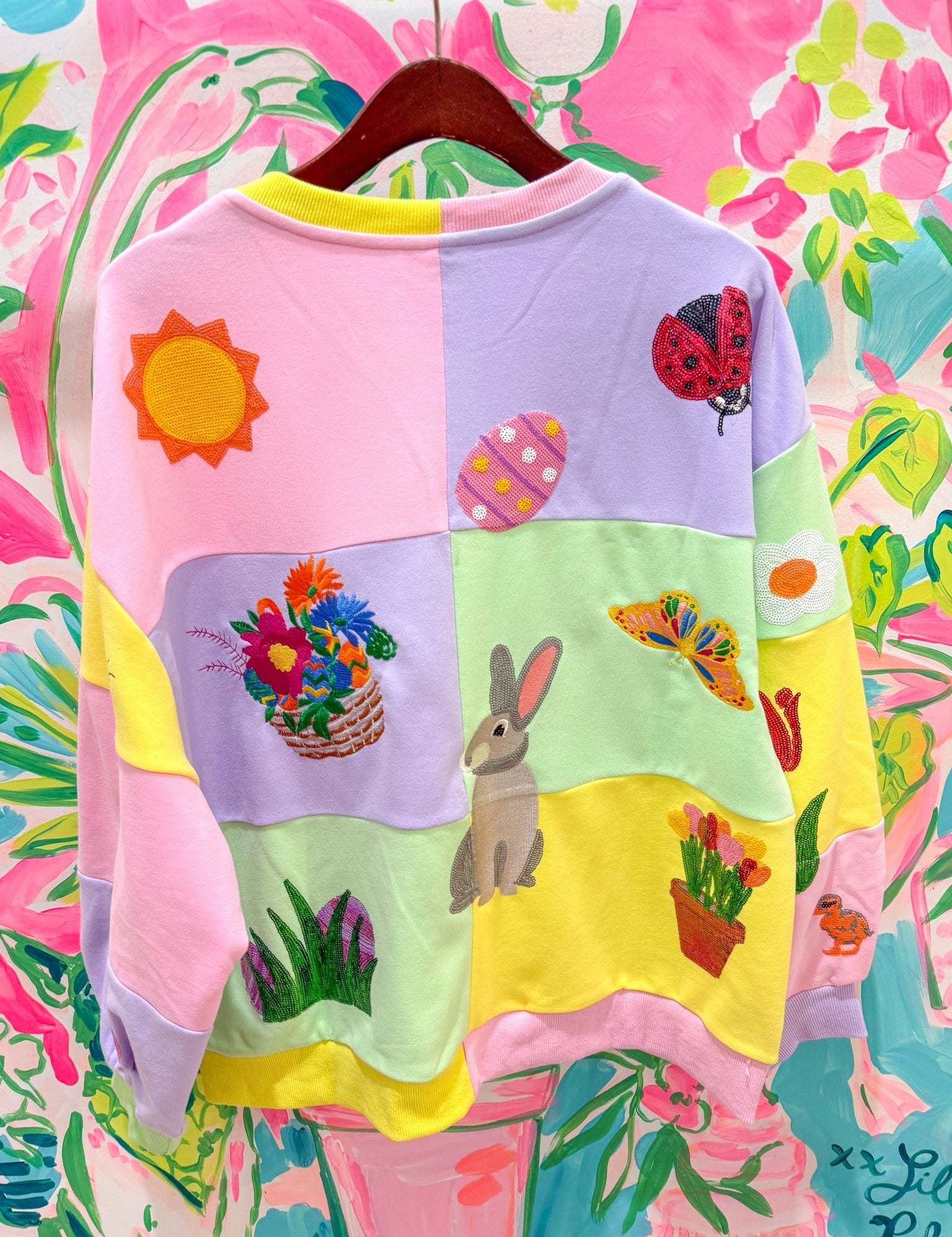 Pastel Colorblock Easter Icon SweatshirtQueen of SparklesThe Printed Peach Savannah