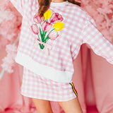 Pink Gingham Bouquet SweatshirtWomens - Tops - Sweatshirts & PopoversBrianna CannonThe Printed Peach Savannah