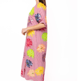 Pink Gingham Multi Flower Button Up Cotton Midi DressWomen - Dresses - A - Line/Easy DressesQueen of SparklesThe Printed Peach Savannah