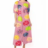 Pink Gingham Multi Flower Button Up Cotton Midi DressWomen - Dresses - A - Line/Easy DressesQueen of SparklesThe Printed Peach Savannah