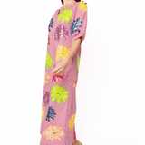 Pink Gingham Multi Flower Button Up Cotton Midi DressWomen - Dresses - A - Line/Easy DressesQueen of SparklesThe Printed Peach Savannah