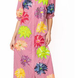 Pink Gingham Multi Flower Button Up Cotton Midi DressWomen - Dresses - A - Line/Easy DressesQueen of SparklesThe Printed Peach Savannah