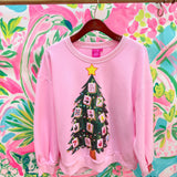 Pink Mahjong Christmas Tree SweatshirtQueen of SparklesThe Printed Peach Savannah