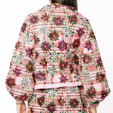 Pink Plaid Poinsettia Button Up Collar SweaterQueen of SparklesThe Printed Peach Savannah