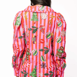 Pink & Red Stripe Christmas Icon Collar DressQueen of SparklesThe Printed Peach Savannah