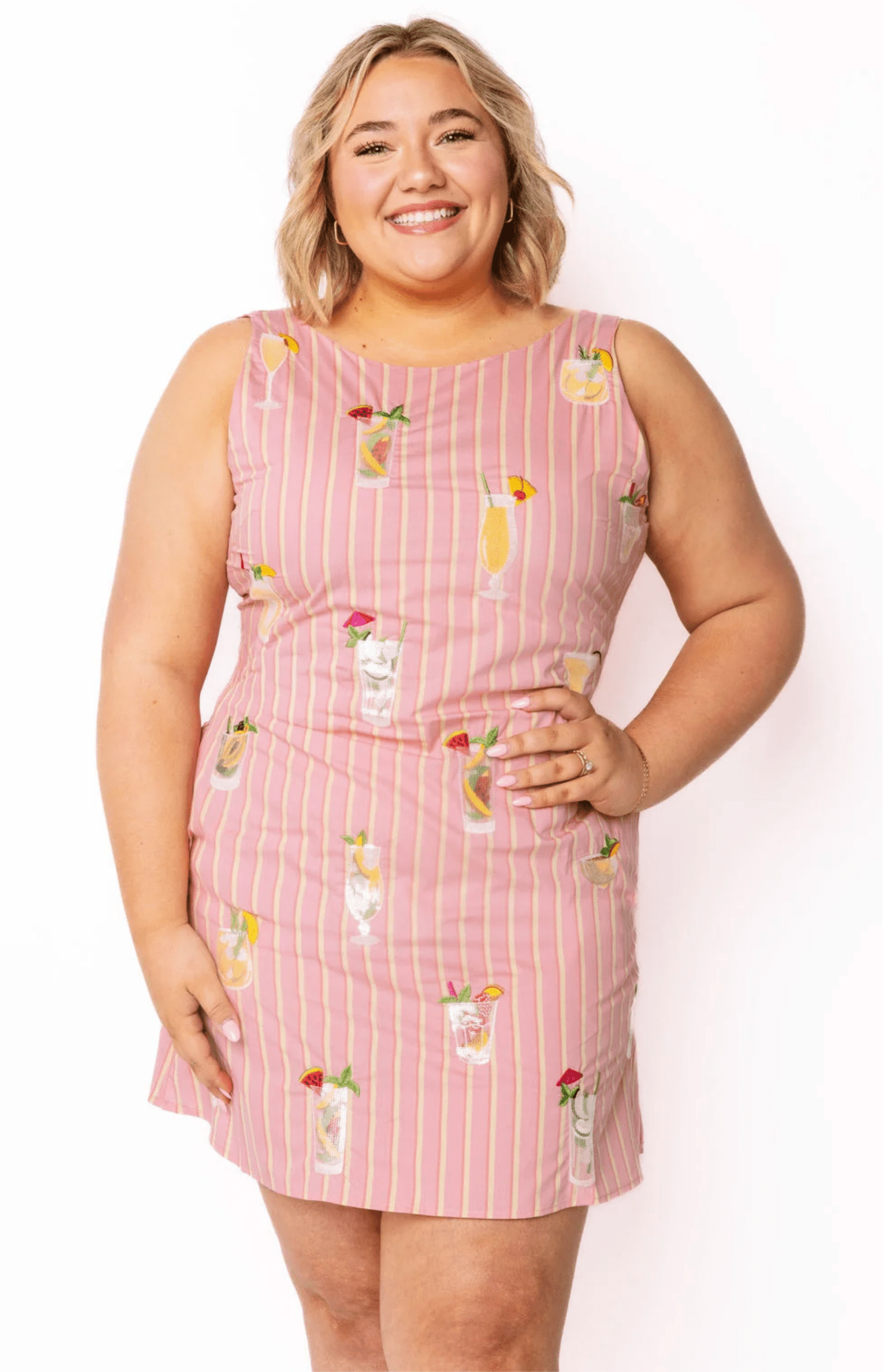 Pink Striped Cocktail Cotton Tank DressWomen - Dresses - A-Line/Easy DressesQueen of SparklesThe Printed Peach Savannah