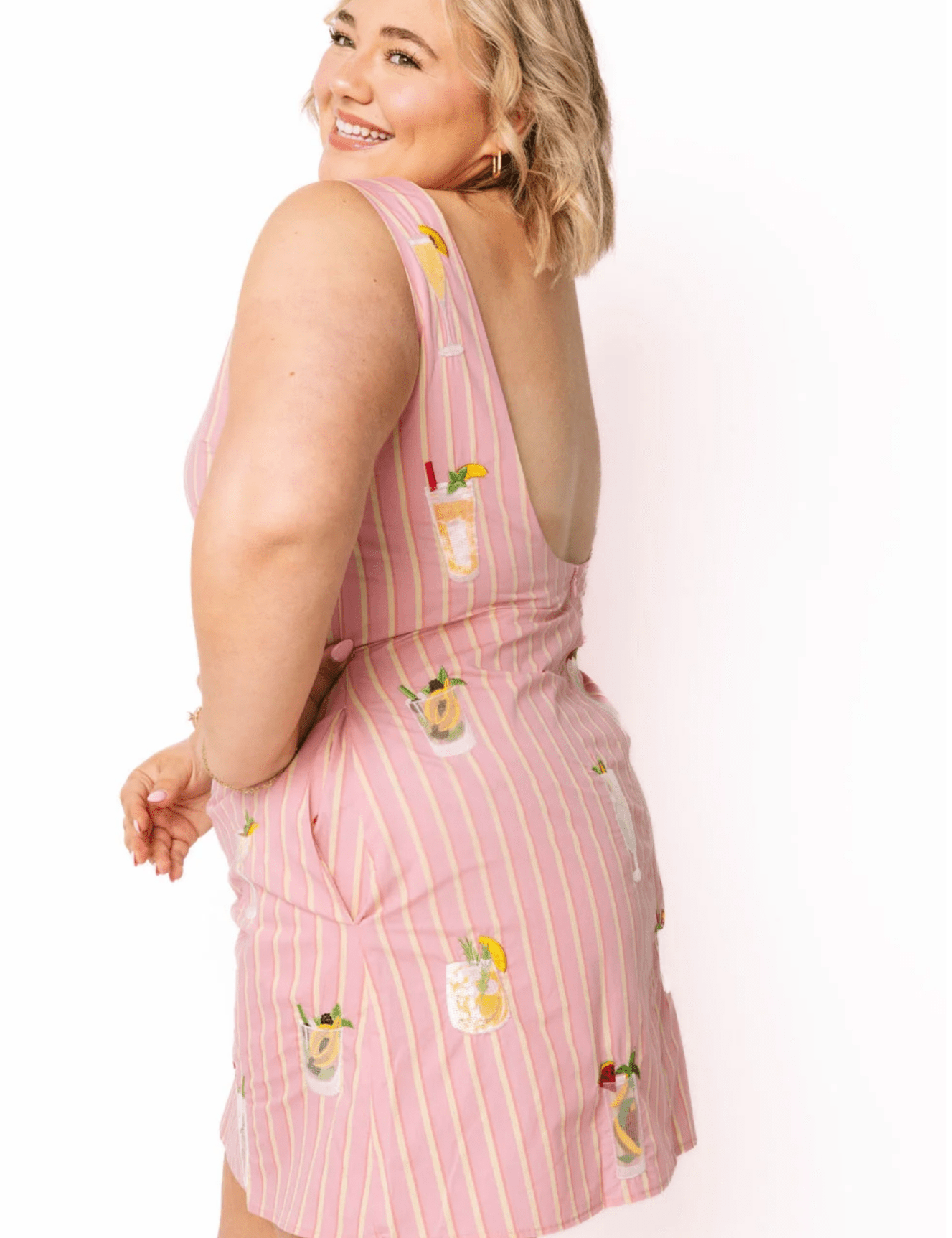 Pink Striped Cocktail Cotton Tank DressWomen - Dresses - A-Line/Easy DressesQueen of SparklesThe Printed Peach Savannah