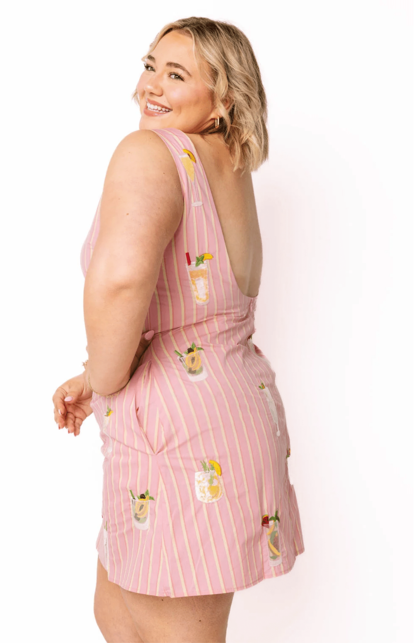 Pink Striped Cocktail Cotton Tank DressWomen - Dresses - A-Line/Easy DressesQueen of SparklesThe Printed Peach Savannah