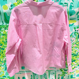 Pink Striped Sequin Swan Button Up Long Sleeve TopQueen of SparklesThe Printed Peach Savannah