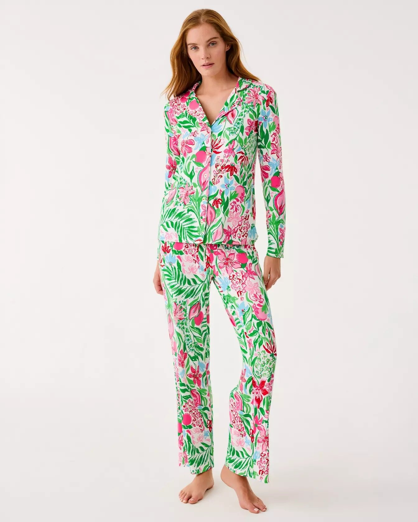 PJ Knit LS Button - Up TopWomen - Pajama Party - TopsLILLY PULITZERThe Printed Peach Savannah