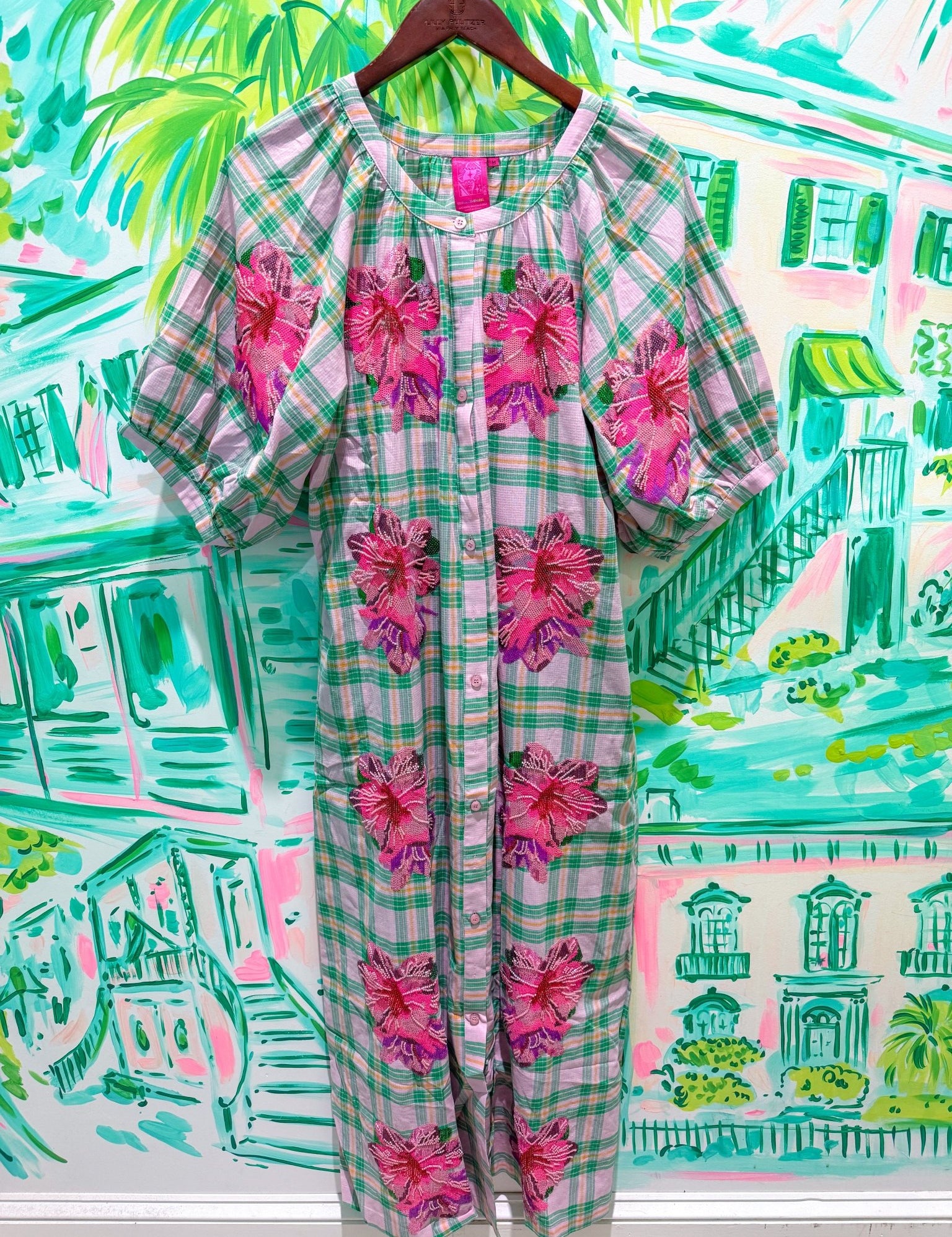 Plaid Azalea Button Up Midi Cotton DressQueen of SparklesThe Printed Peach Savannah