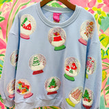 Powder Blue Christmas Snow Globe SweatshirtQueen of SparklesThe Printed Peach Savannah