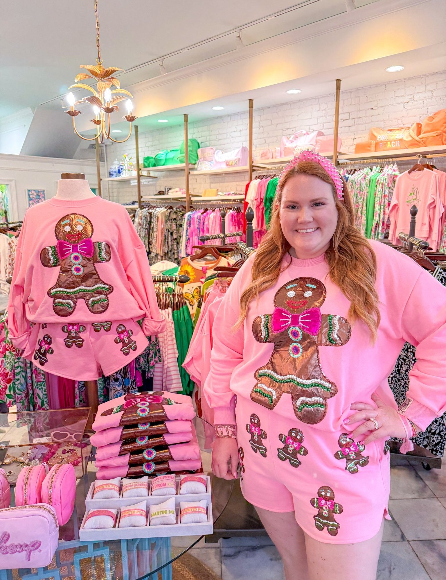 Printed Peach x Queen of Sparkles Pink Metallic Gingerbread SweatshirtQueen of SparklesThe Printed Peach Savannah