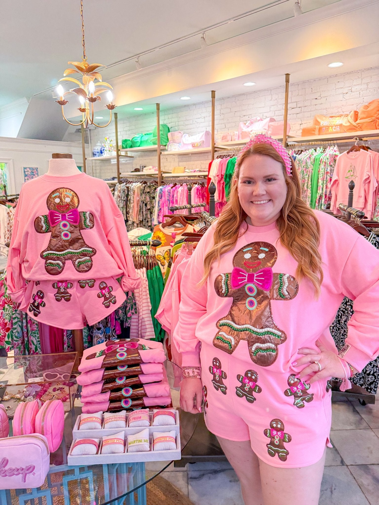 Printed Peach x Queen of Sparkles Pink Metallic Gingerbread SweatshirtQueen of SparklesThe Printed Peach Savannah