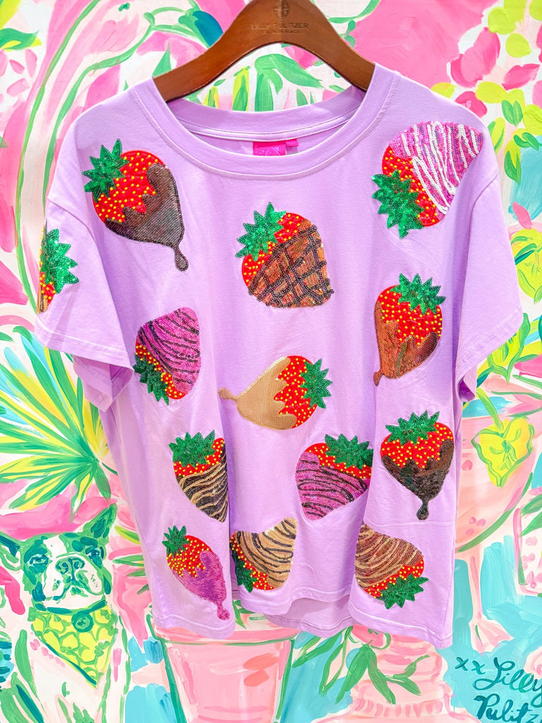 Purple Chocolate Covered Strawberries TeeHeartland Retail ItemsQueen of SparklesThe Printed Peach Savannah