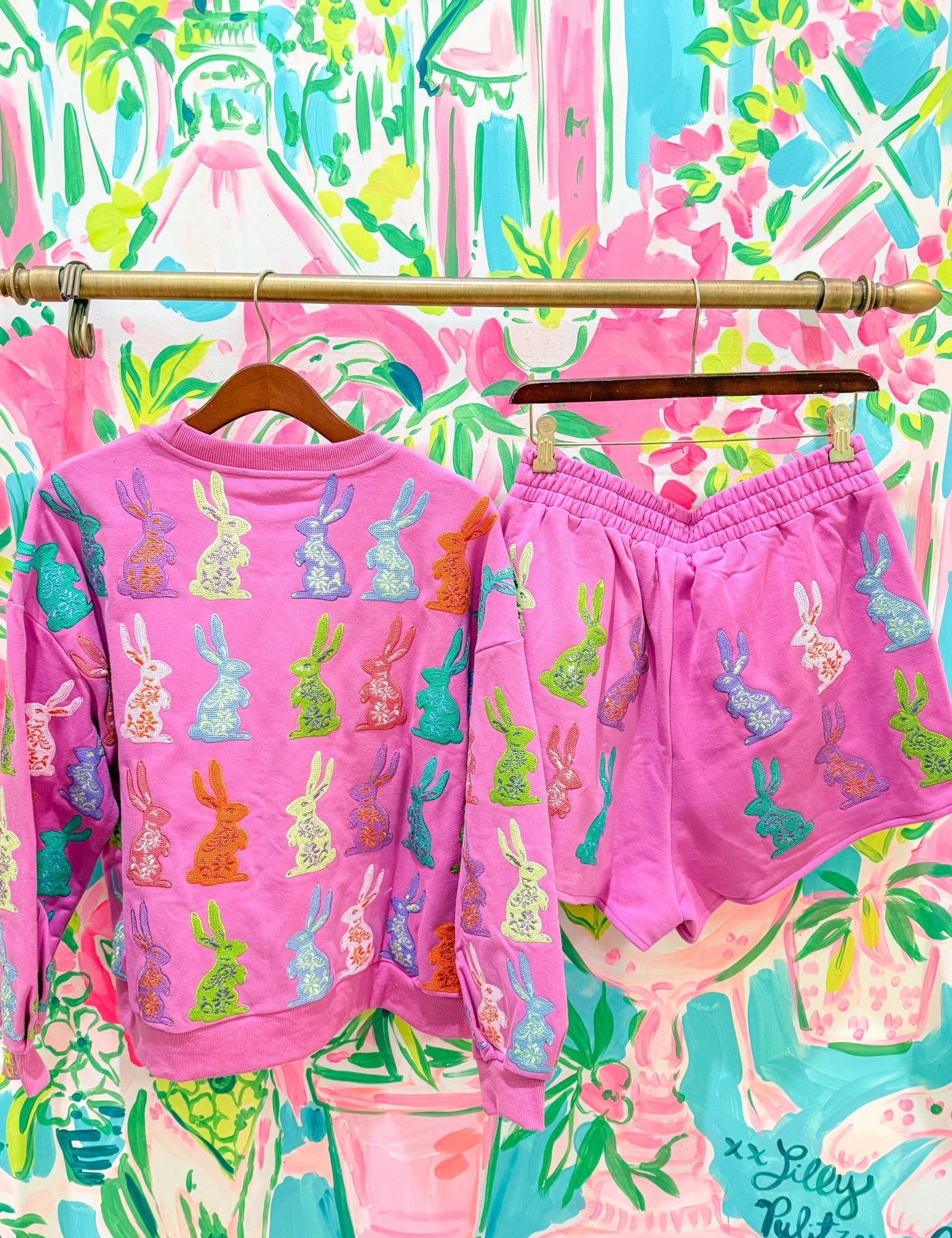 Purple Multi Easter Bunny ShortQueen of SparklesThe Printed Peach Savannah