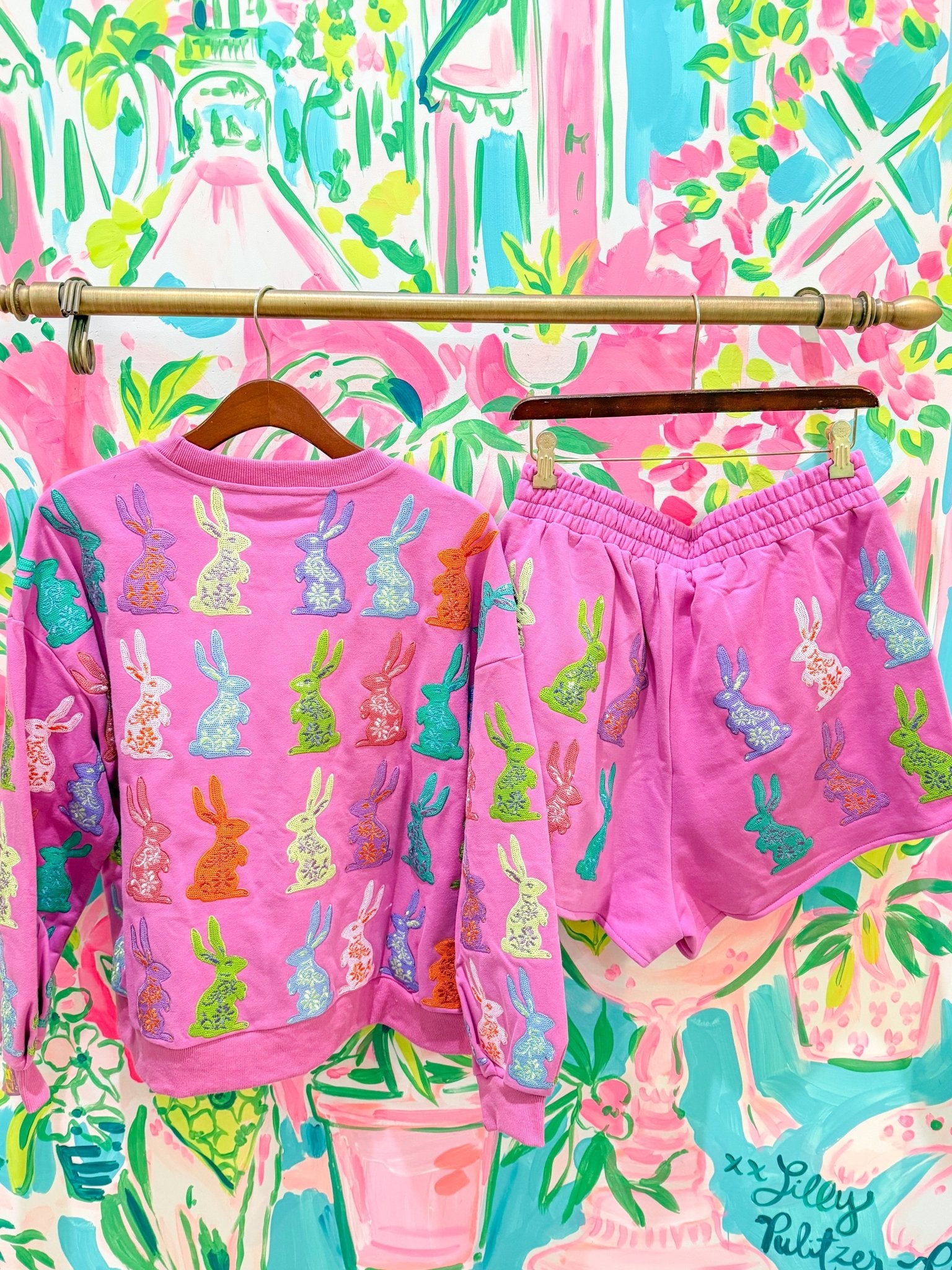 Purple Multi Easter Bunny ShortQueen of SparklesThe Printed Peach Savannah