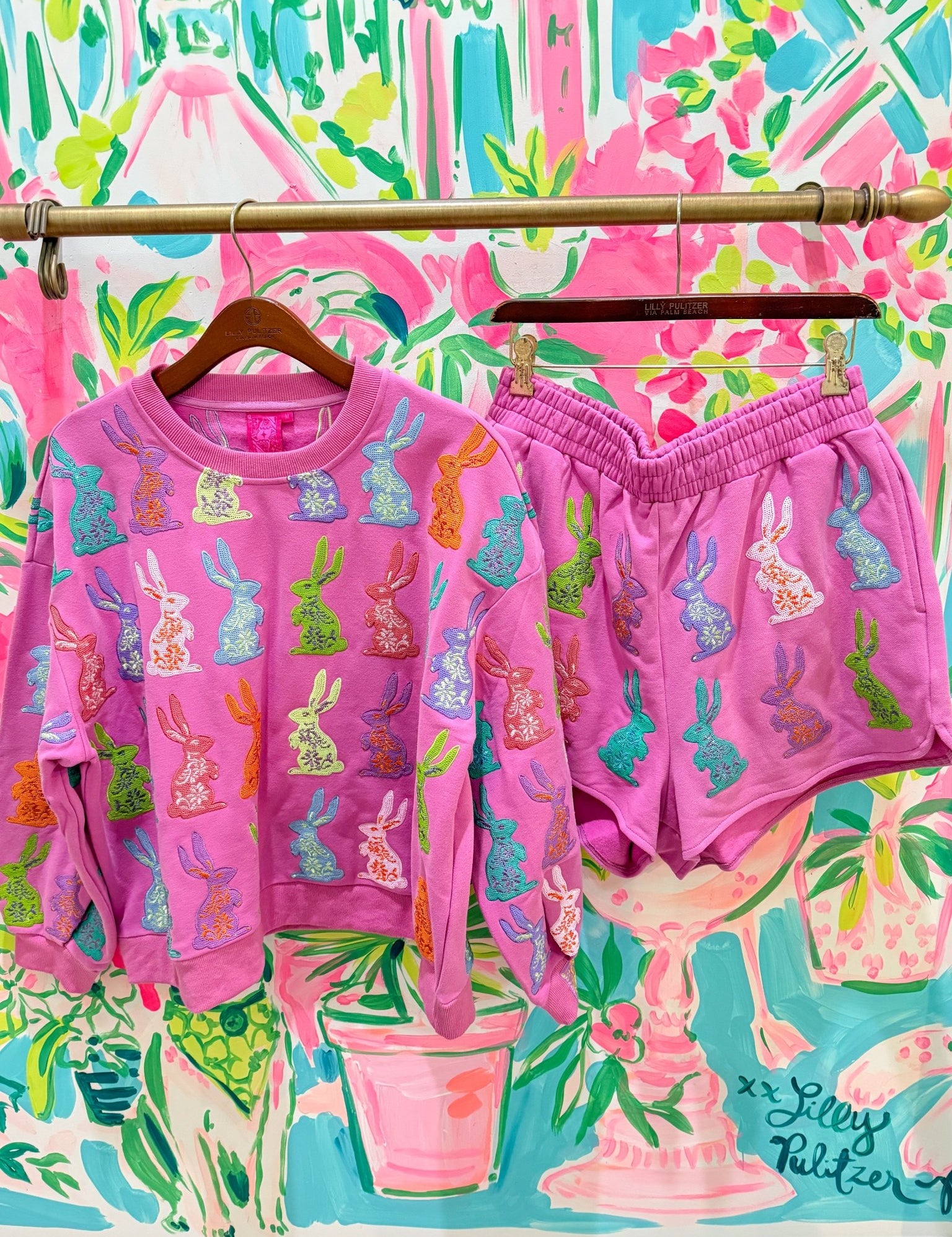 Purple Multi Easter Bunny ShortQueen of SparklesThe Printed Peach Savannah