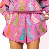 Purple Multi Easter Bunny ShortQueen of SparklesThe Printed Peach Savannah